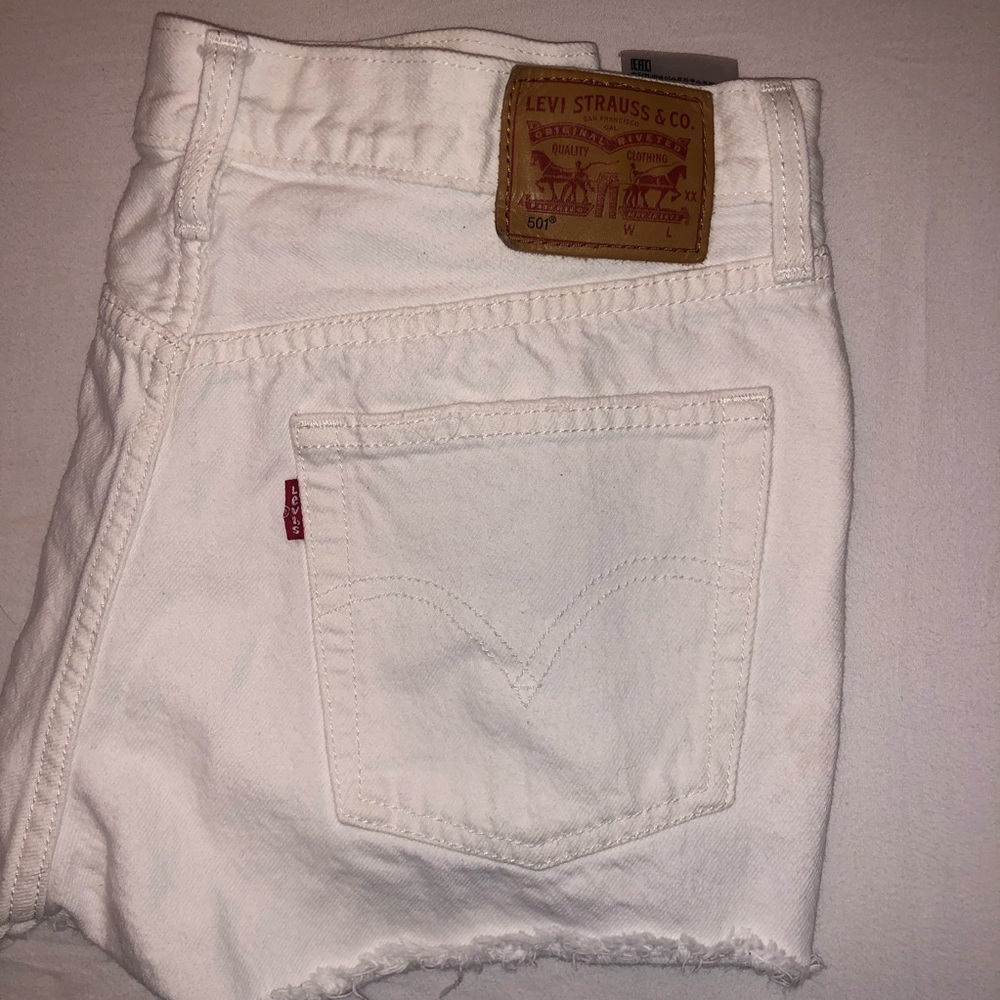 White Levi Shorts
